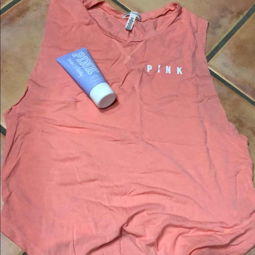 Pink tank with pink lotion